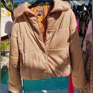 Me George satin metallic gold puffer coat